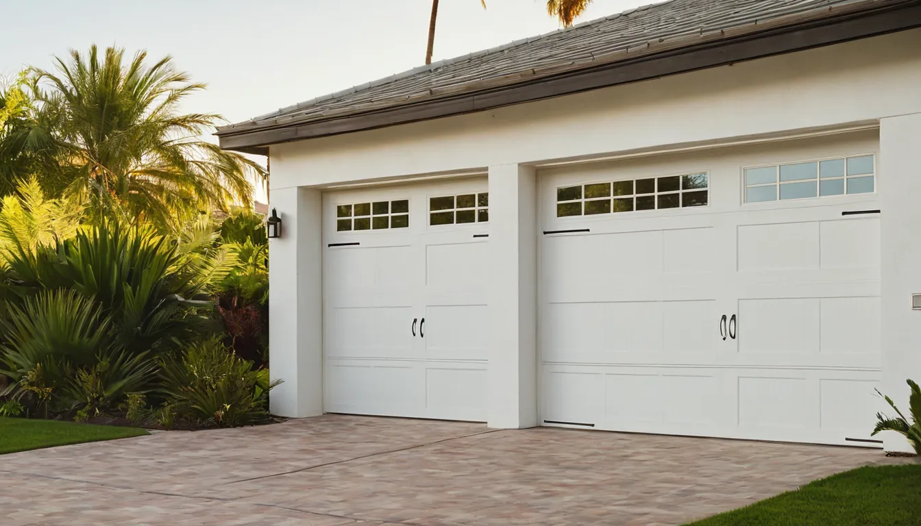 A homeowner looking at a garage door from the driveway in Deltona